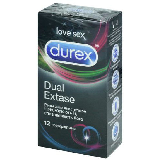 Презервативи латексні з силіконовою змазкою Durex Dual Extase (Дюрекс Дуал Екстаз) №12
